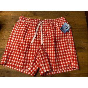 Kanu Surf XXL mens NWT St. Moritz Swim Trunks red white plaid shorts